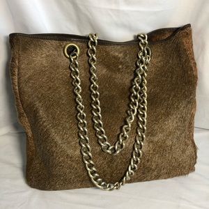 Maurizio Taiuti Calf Hair & Chains Leather Tote